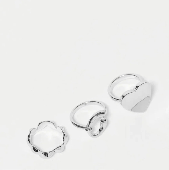 SVNX | 3-Pack Rings w/ Heart Details & Horseshoe in Silver sz 7 - Picture 1 of 9